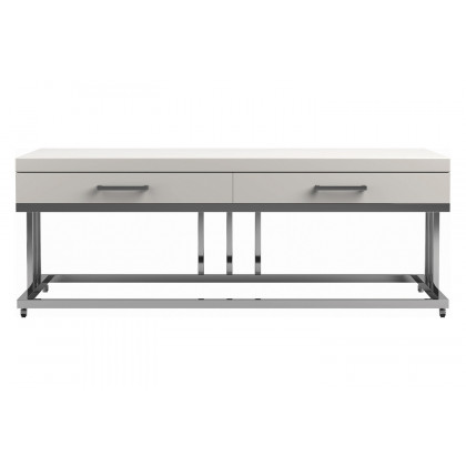 Coaster - 2-Drawer Rectangular Coffee Table in Glossy White/Chrome
