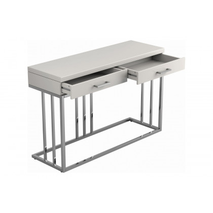 Coaster - 2-Drawer Rectangular Sofa Table in Glossy White/Chrome