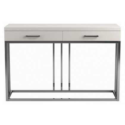Coaster - 2-Drawer Rectangular Sofa Table in Glossy White/Chrome