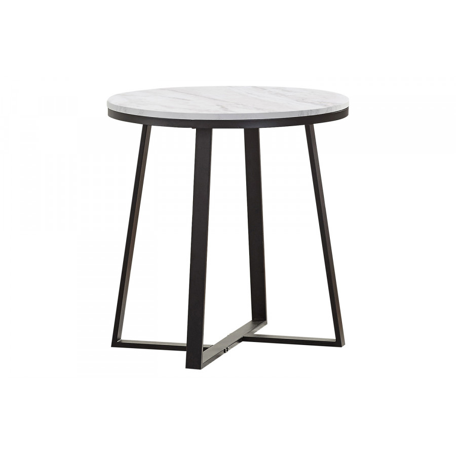 Coaster - Metal Base Round End Table in White/Matte Black