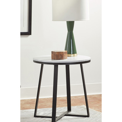 Coaster - Metal Base Round End Table in White/Matte Black