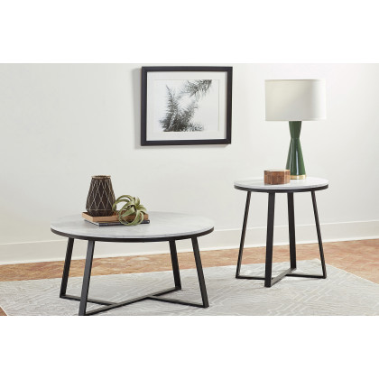 Coaster - Metal Base Round End Table in White/Matte Black