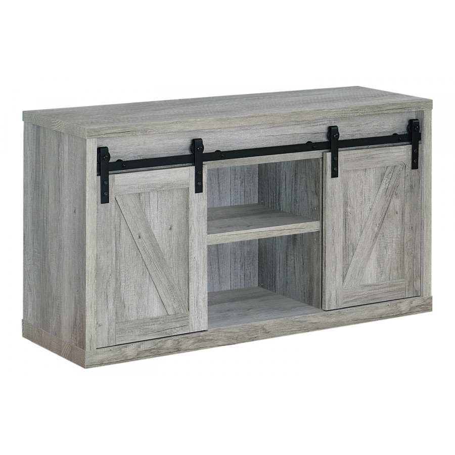 Coaster 48-Inch 3-Shelf Sliding Doors TV Console - Gray Driftwood