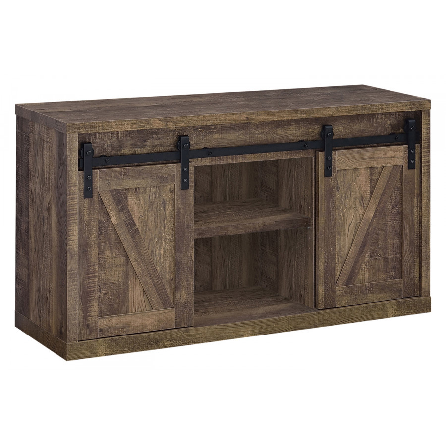 Coaster 48-Inch 3-Shelf Sliding Doors TV Console - Rustic Oak