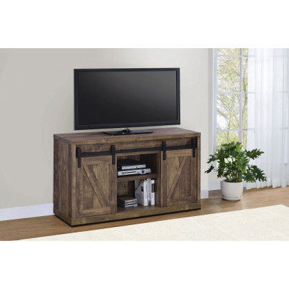 Coaster 48-Inch 3-Shelf Sliding Doors TV Console - Rustic Oak