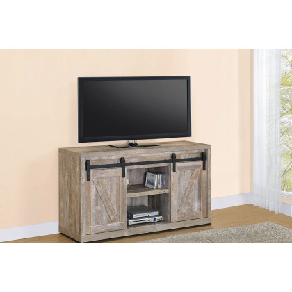 Coaster 48-Inch 3-Shelf Sliding Doors TV Console - Weathered Oak