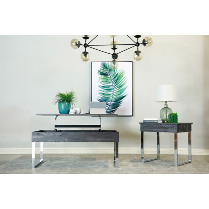 Coaster - Lift Top Storage Coffee Table in Dark Charcoal/Chrome