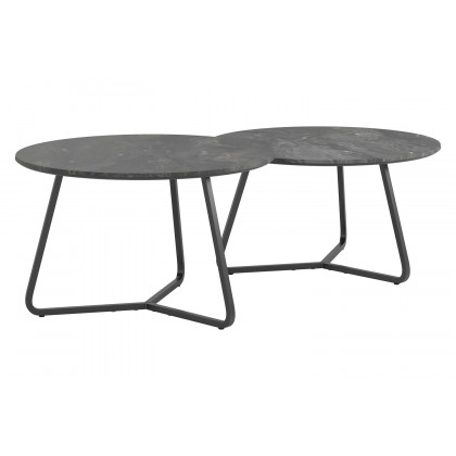 Coaster - Lennox 2-Piece Round Coffee Table Set in Faux Slate/Matte Black
