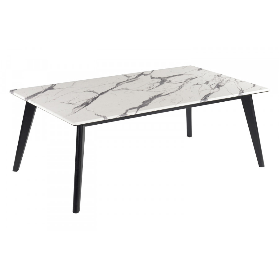 Coaster - Rectangle Faux Marble Top Coffee Table in Black/White