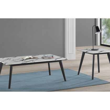 Coaster - Rectangle Faux Marble Top Coffee Table in Black/White