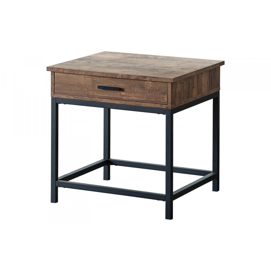 Coaster - Square 1-Drawer End Table in Brown Oak/Sandy Black