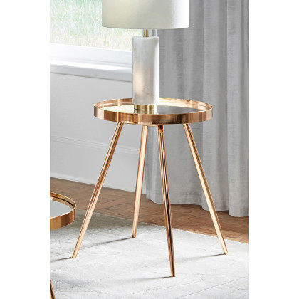 Coaster - Sophia Round Mirror Top End Table in Gold