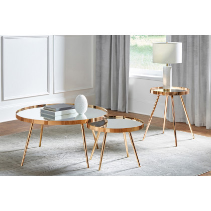 Coaster - Sophia Round Mirror Top End Table in Gold