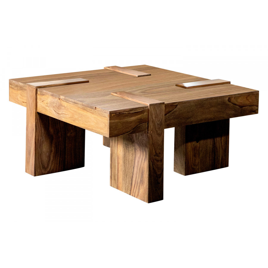 Coaster - Wooden Square Coffee Table in Natural Sheesham