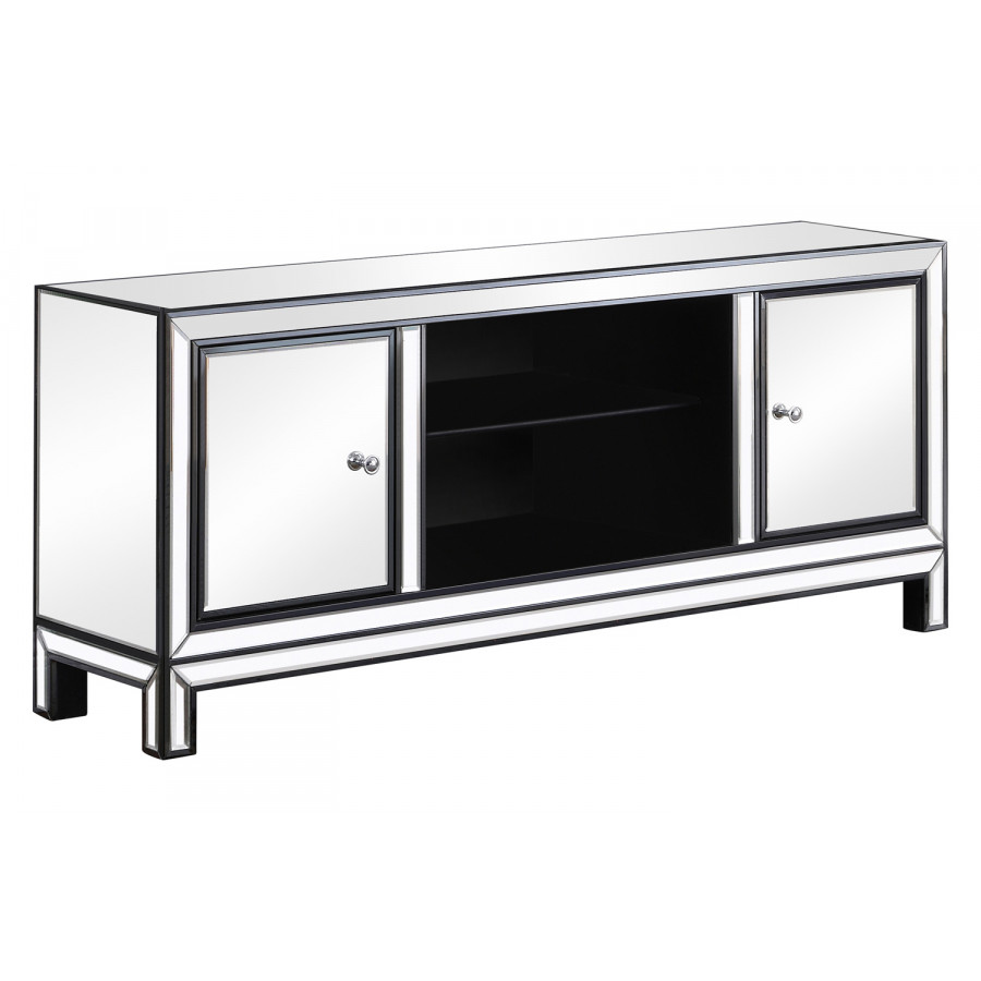 Coaster - 2-Door TV Console in Black Titanium/Silver