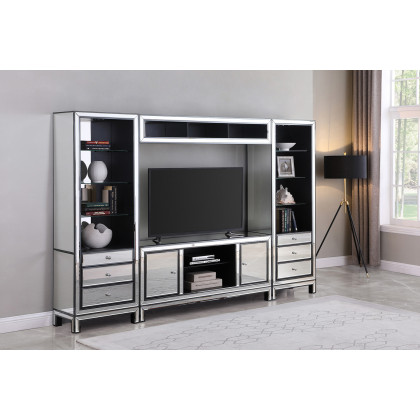 Coaster - 3-Drawer Media Tower in Black Titanium/Silver