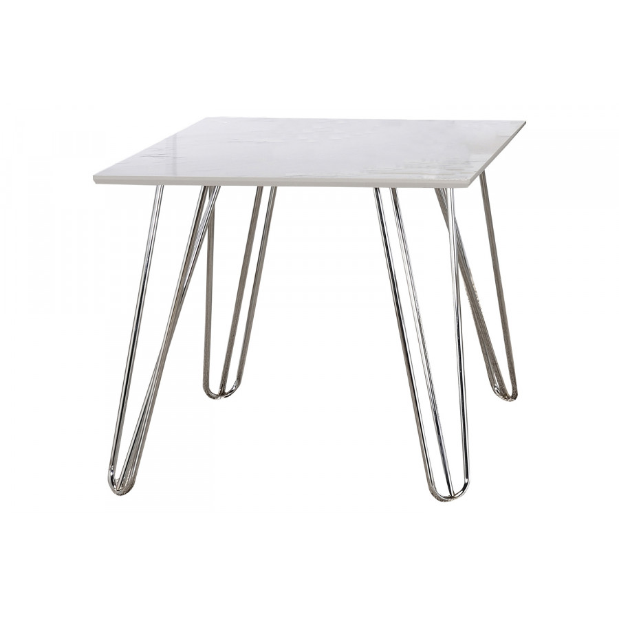 Coaster - Hairpin Leg Square End Table in White/Chrome