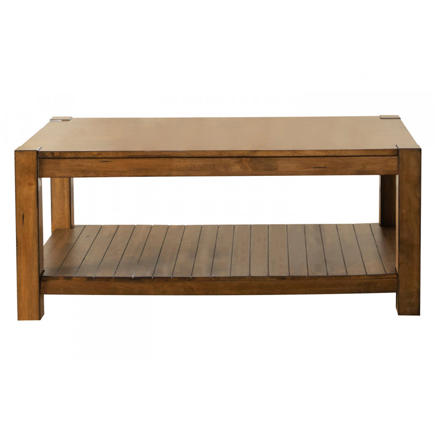 Coaster - Rectangular Coffee Table With Lower Shelf in Rustic Brown