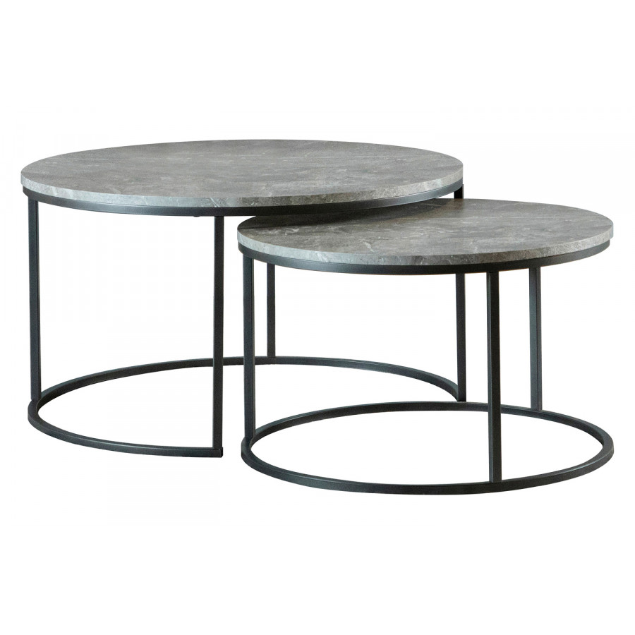 Coaster - Round 2-Piece Nesting Coffee Table in Gray/Gunmetal