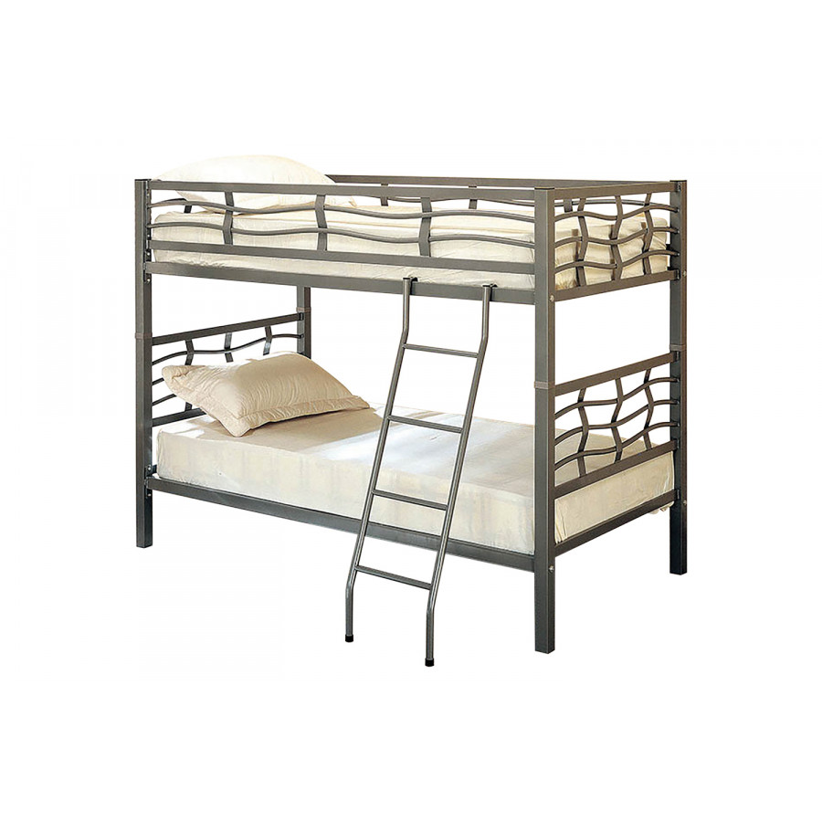 Coaster - Fairfax Twin Over Twin Bunk Bed With Ladder Light in Gunmetal