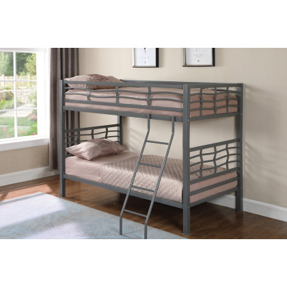 Coaster - Fairfax Twin Over Twin Bunk Bed With Ladder Light in Gunmetal