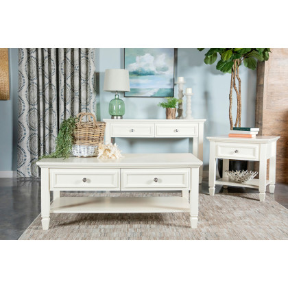 Coaster - Rectangular 2-Drawer Coffee Table in Buttermilk