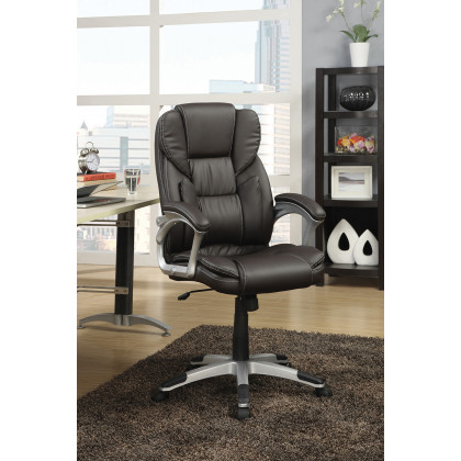 Coaster - Adjustable Height Office Chair in Dark Brown/Silver