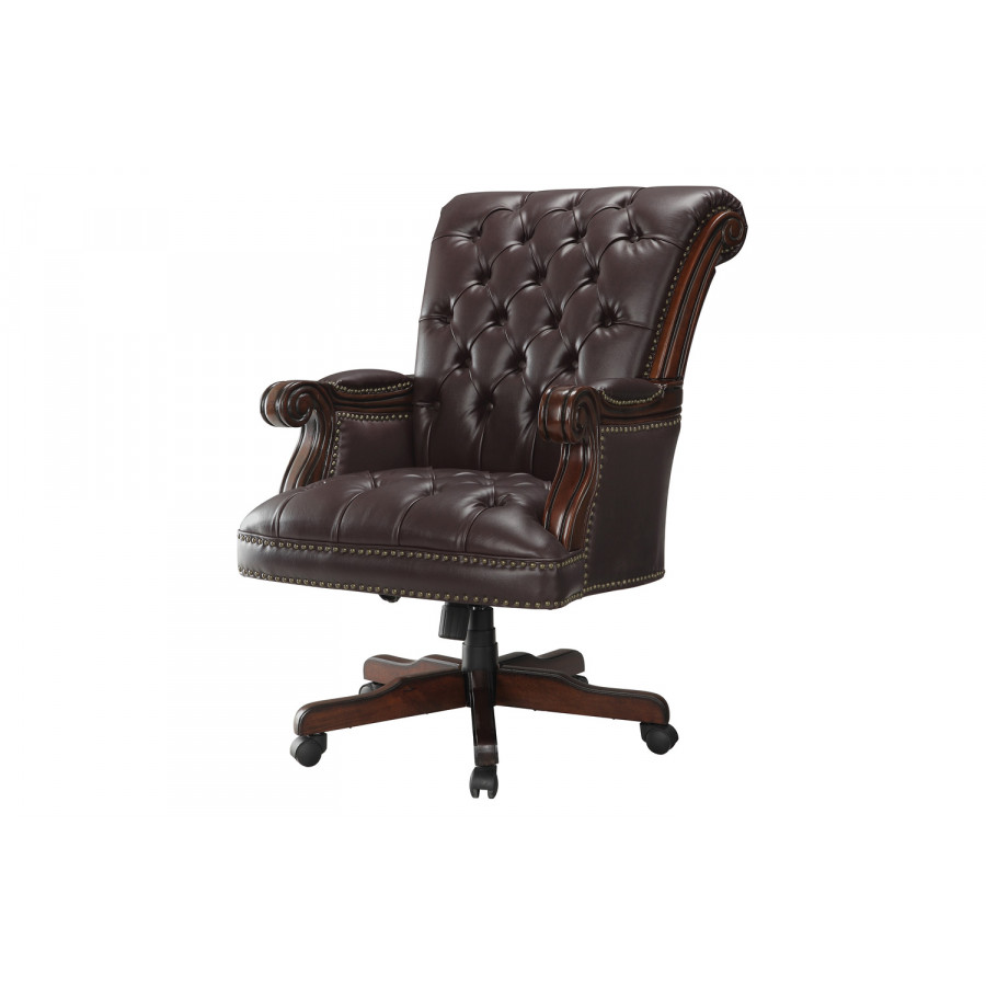 Coaster - Tufted Adjustable Height Office Chair in Dark Brown