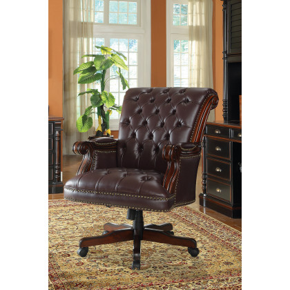 Coaster - Tufted Adjustable Height Office Chair in Dark Brown