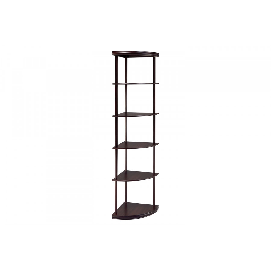 Coaster - 5-Shelf Corner Bookshelf in Cappuccino