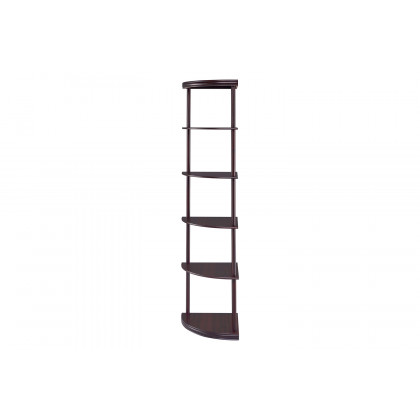 Coaster - 5-Shelf Corner Bookshelf in Cappuccino