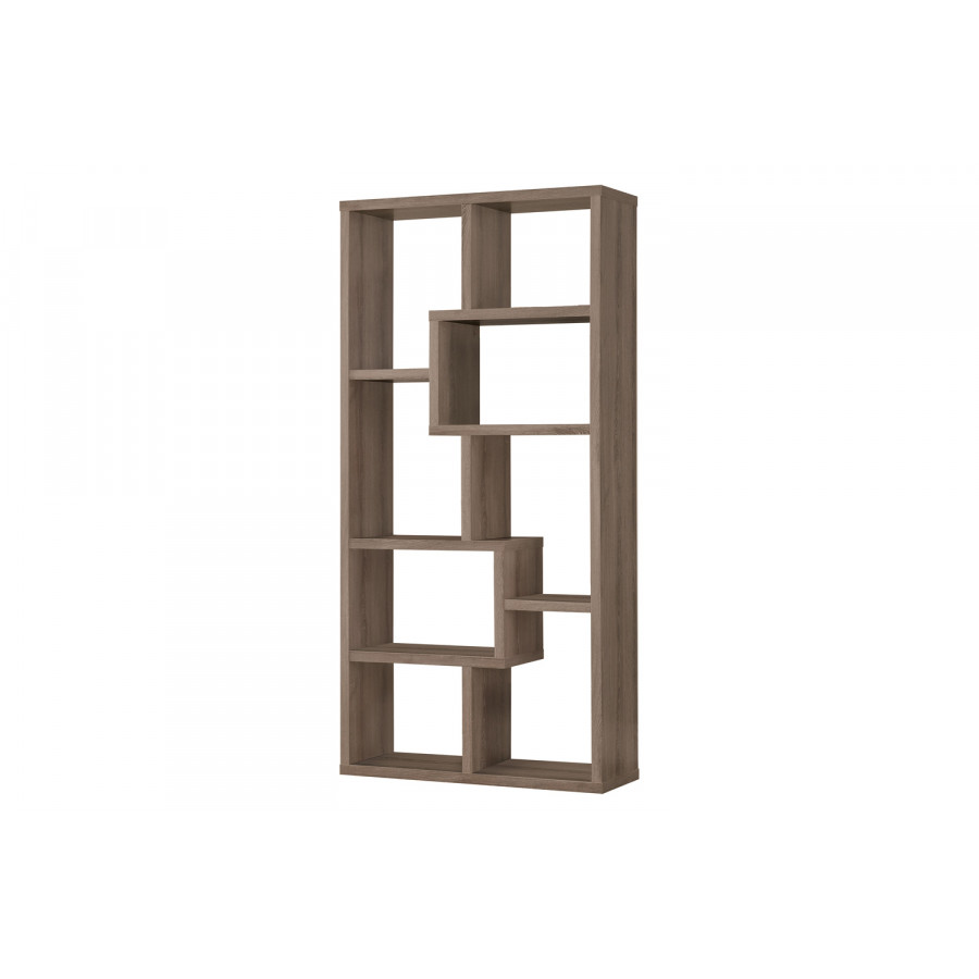 Coaster Theo 10-Shelf Bookcase - Weathered Gray