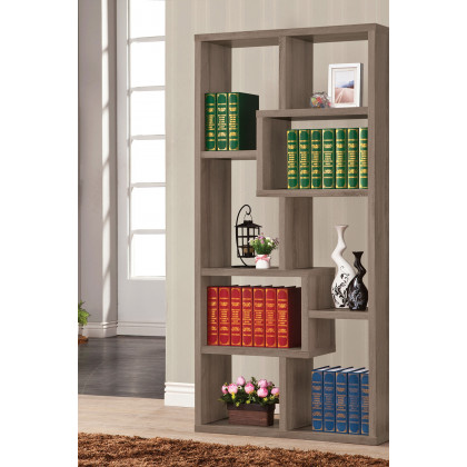 Coaster Theo 10-Shelf Bookcase - Weathered Gray