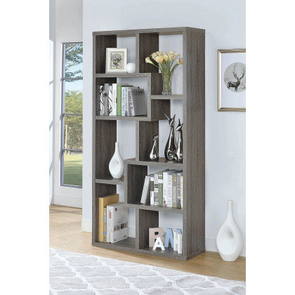 Coaster Theo 10-Shelf Bookcase - Weathered Gray