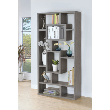 Coaster Howie 10-Shelf Bookcase - Weathered Gray