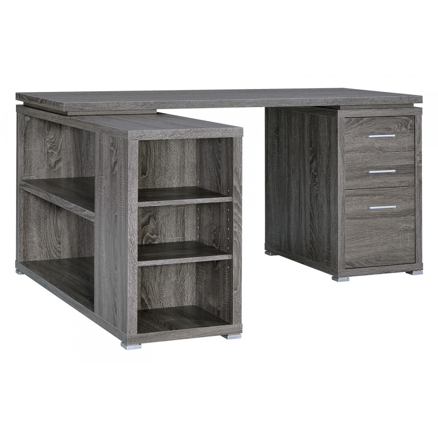Coaster Yvette L-Shape Office Desk - Weathered Gray