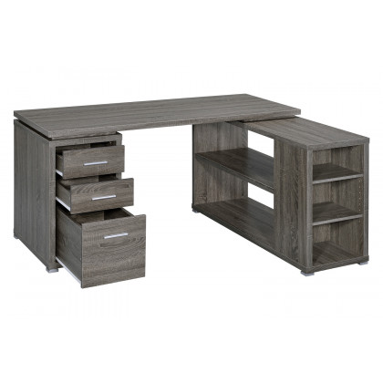 Coaster Yvette L-Shape Office Desk - Weathered Gray