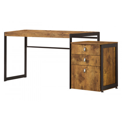 Coaster - Estrella 3-Piece Rectangular Writing Desk Set in Antique Nutmeg/Gunmetal