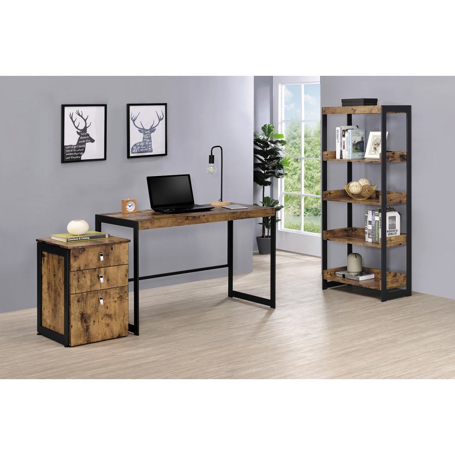 Coaster - Estrella 3-Piece Rectangular Writing Desk Set in Antique Nutmeg/Gunmetal