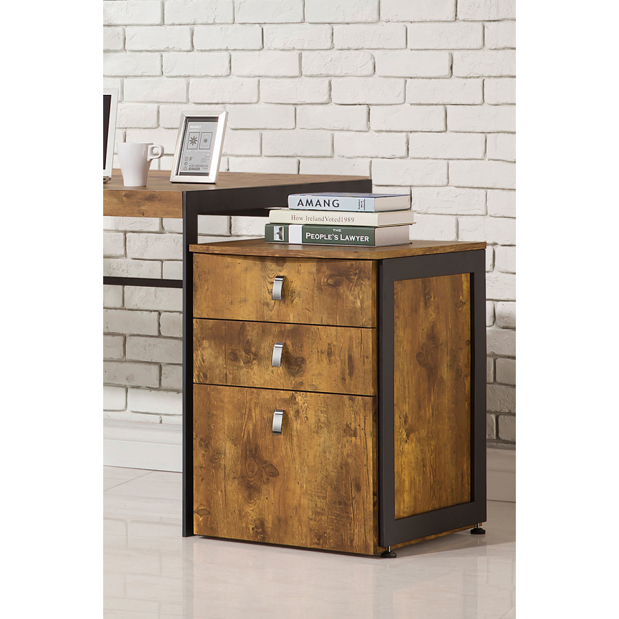 Coaster - Estrella 3-Drawer File Cabinet in Antique Nutmeg/Gunmetal