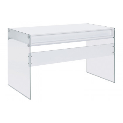 Coaster Dobrev 2-Drawer Writing Desk - Glossy White/Clear