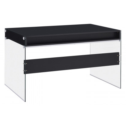 Coaster Dobrev 2-Drawer Writing Desk - Glossy Black/Clear