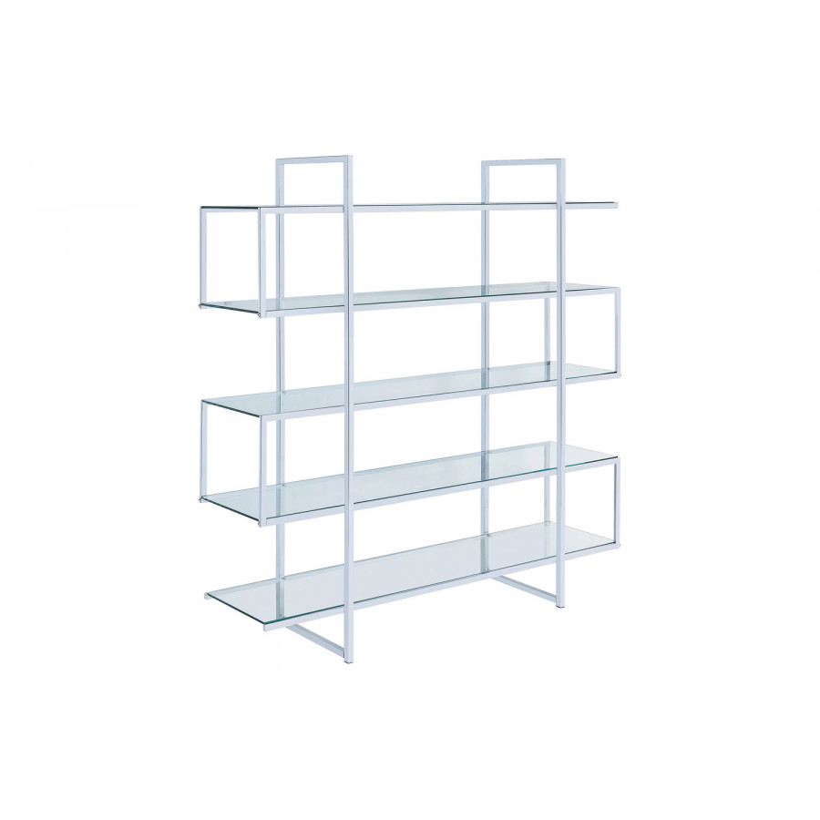 Coaster - 5-Shelf Bookcase in Chrome/Clear