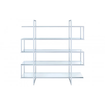 Coaster - 5-Shelf Bookcase in Chrome/Clear
