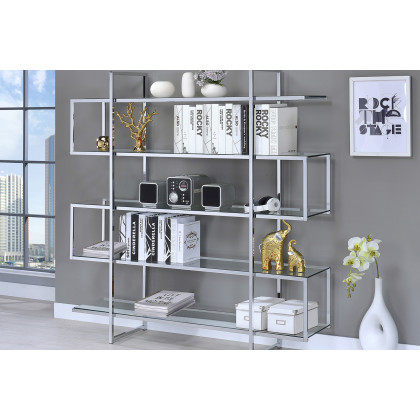 Coaster - 5-Shelf Bookcase in Chrome/Clear
