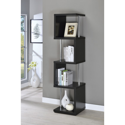Coaster Baxter 4-Shelf Bookcase - Black/Chrome