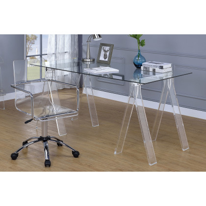 Coaster - Amaturo Writing Desk With Glass Top in Clear