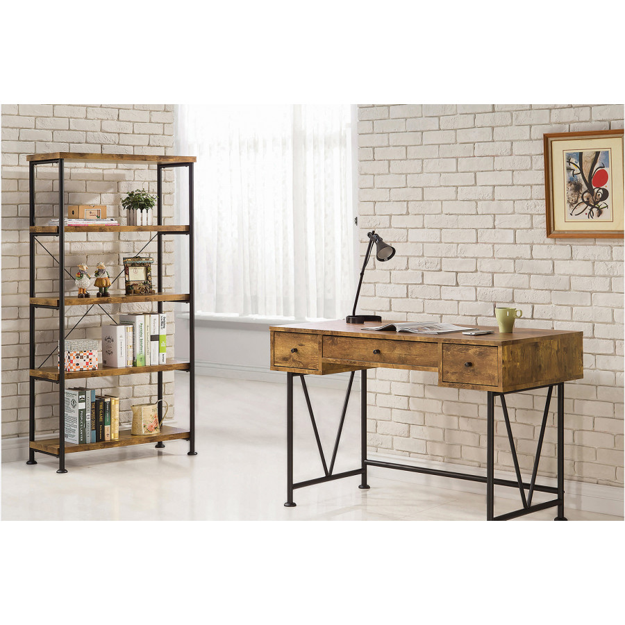 Coaster - Analiese 2-Piece 3-Drawer Writing Desk Set in Antique Nutmeg/Black
