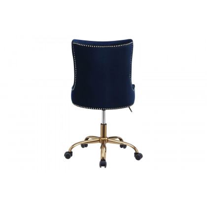 Coaster - Upholstered Office Chair With Nailhead in Blue/Brass