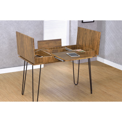 Coaster - Sheeran Writing Desk With 4 Hidden Storages in Rustic Amber